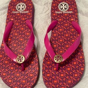 Tory Burch Fuchsia and Orange Patterned Sandals